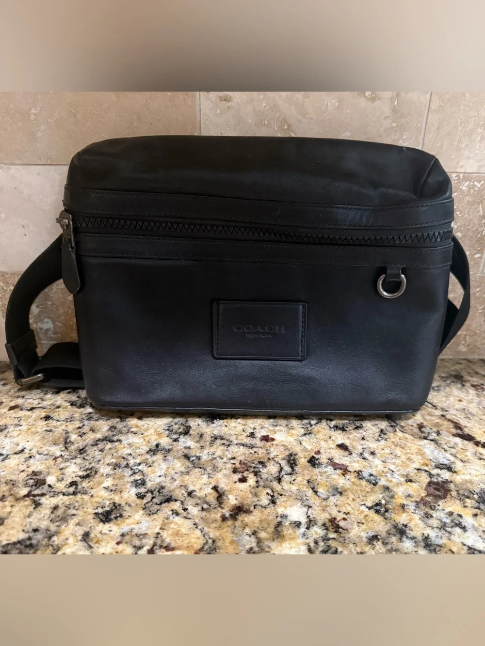 Coach Vintage Black Leather Crossbody Belt Bag Fanny pack
